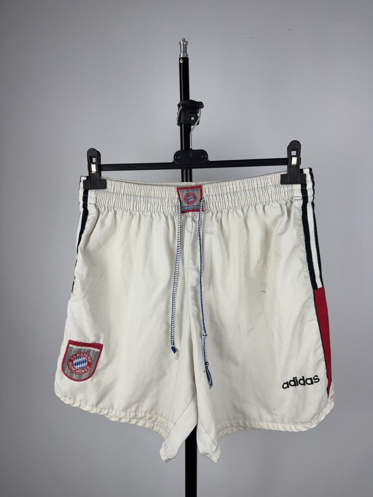 Adidas Vintage 90s Adidas Bayern Munich Shorts Made in England Size US 35 - 1 Thumbnail