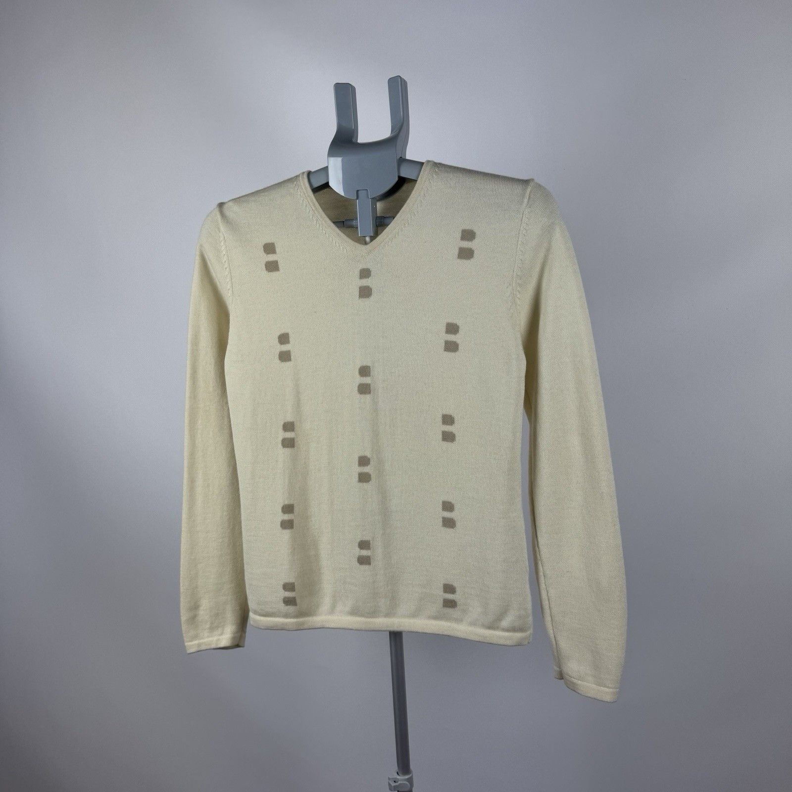 Bally Bally Woman V-neck Vintage Sweater Beige Merino Wool Size L / US 10 / IT 46 - 2 Thumbnail