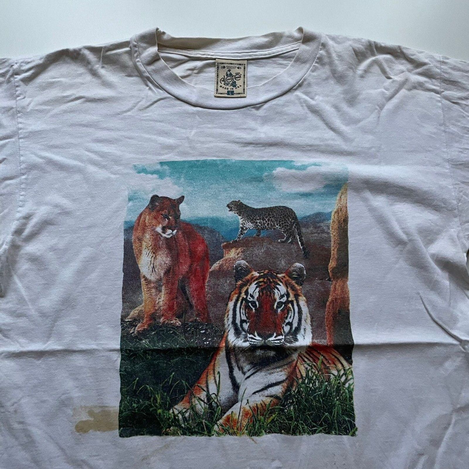 Vintage Vintage 90s Lions Tigers Animal Art Shirt Large Made In USA Size US L / EU 52-54 / 3 - 2 Thumbnail