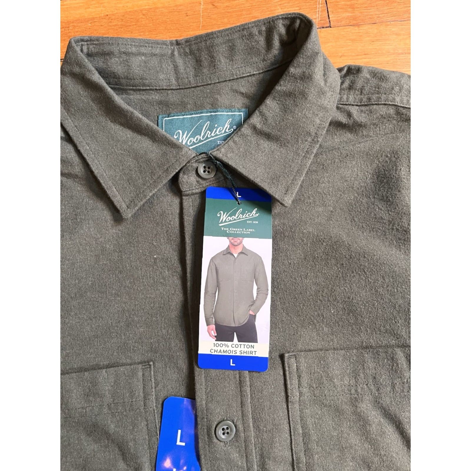 Vintage Woolrich Shirt Mens Large Green Label Chamois Cloth Flannel Button-Up Long Sleeve Pockets Solid Cotton Vintage: No Size US L / EU 52-54 / 3 - 3 Thumbnail