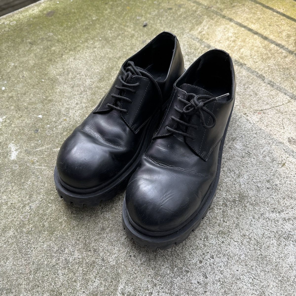 Balenciaga Sergent Derby Black Calf Leather