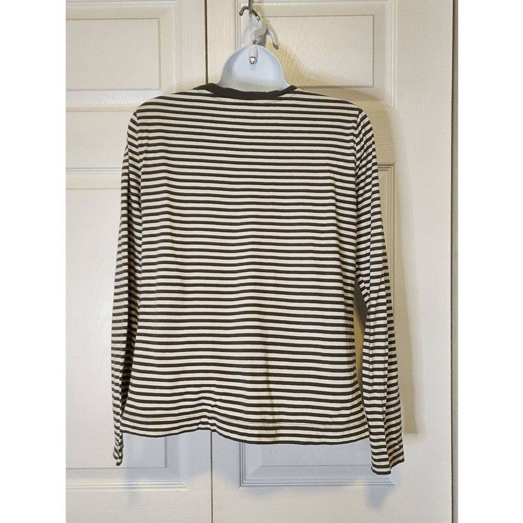 Loft Loft Olive Striped Shirt Size XS / US 0-2 / IT 36-38 - 3 Thumbnail