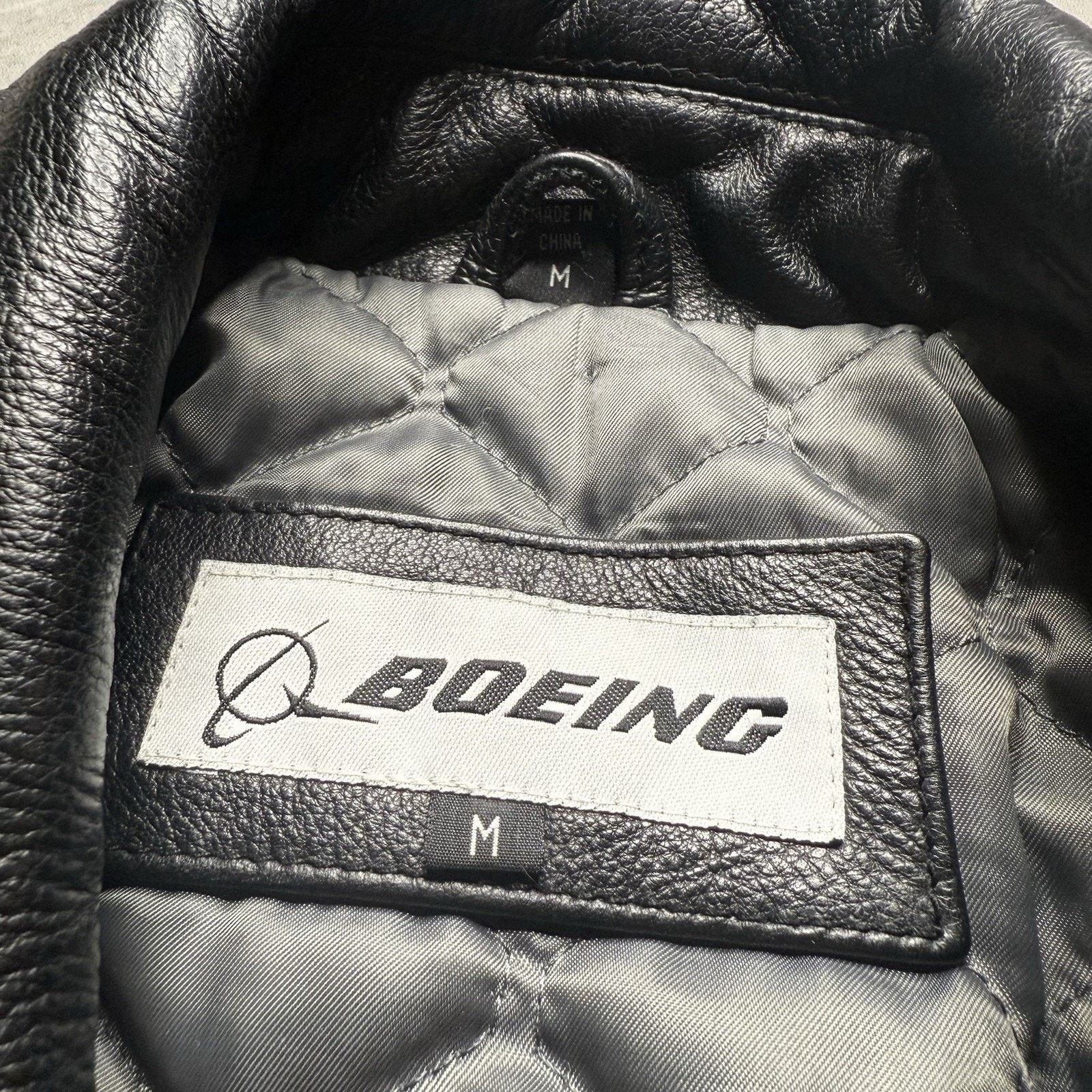 Vintage Boeing Grey Black Leather Wool Varsity Letterman Jacket Size US M / EU 48-50 / 2 - 6 Thumbnail