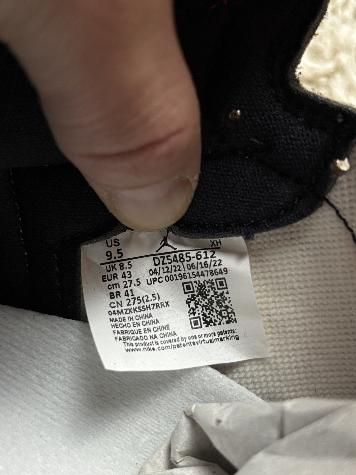 Jordan Brand Nike Air Jordan 1 Lost & Found Chicago Retro High Bulls Size US 9.5 / EU 42-43 - 12 Thumbnail