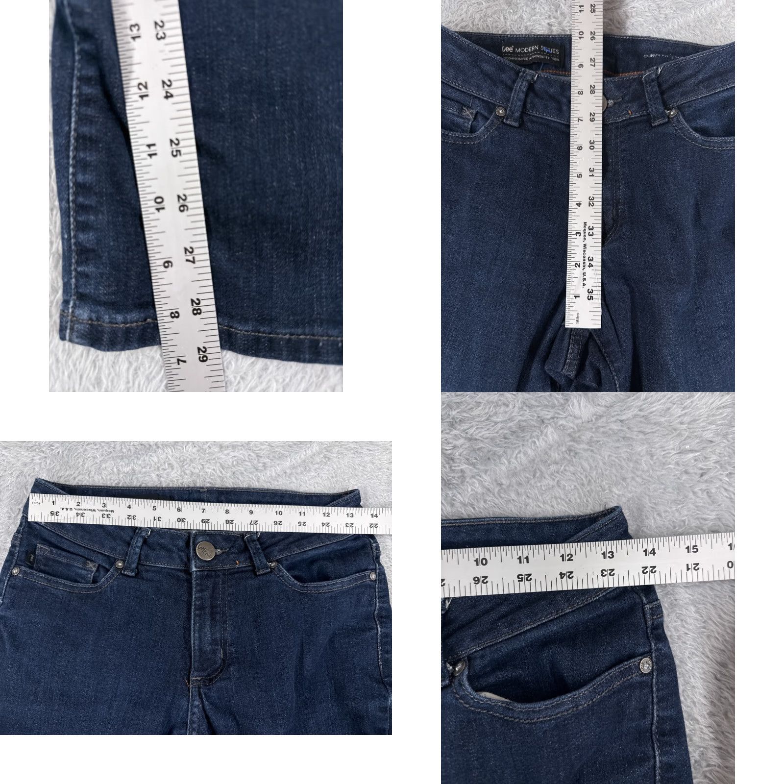 Lee Lee Jeans Women 26 Blue Denim Bootcut Mid Rise Dark Wash 26x29 Size 26" / US 2 / IT 38 - 8 Thumbnail