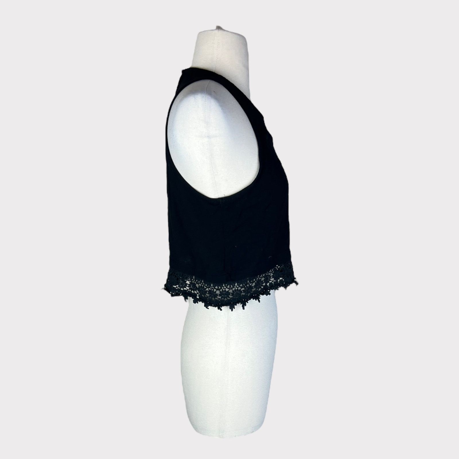 Nordstrom Lush | Black Crochet Crop Top Vintage Y2k | Medium Size M / US 6-8 / IT 42-44 - 5 Thumbnail