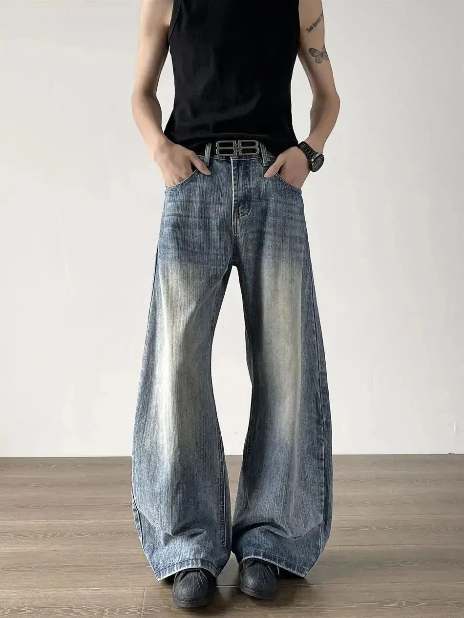 Japanese Brand Retro loose straight leg micro flared jeans Size US 32 / EU 48 - 6 Thumbnail