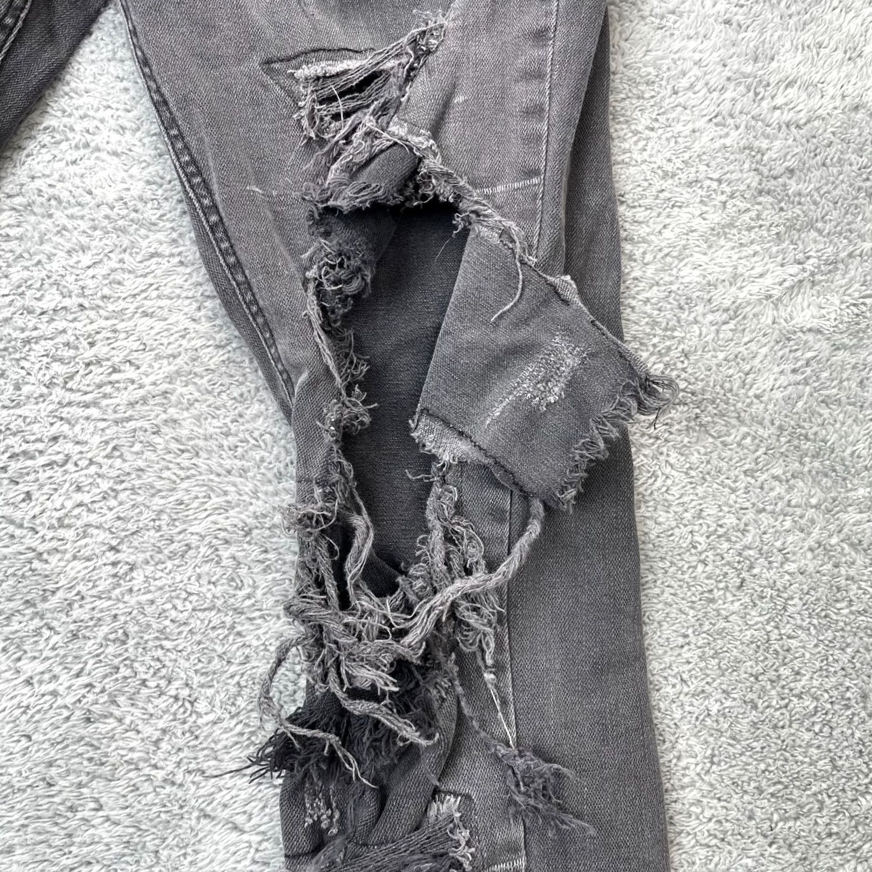 Denime Makobi Jeans Mens Skinny Leg Black Denim Distressed Streetware y2k Ripped 34x30 Size US 34 / EU 50 - 2 Thumbnail