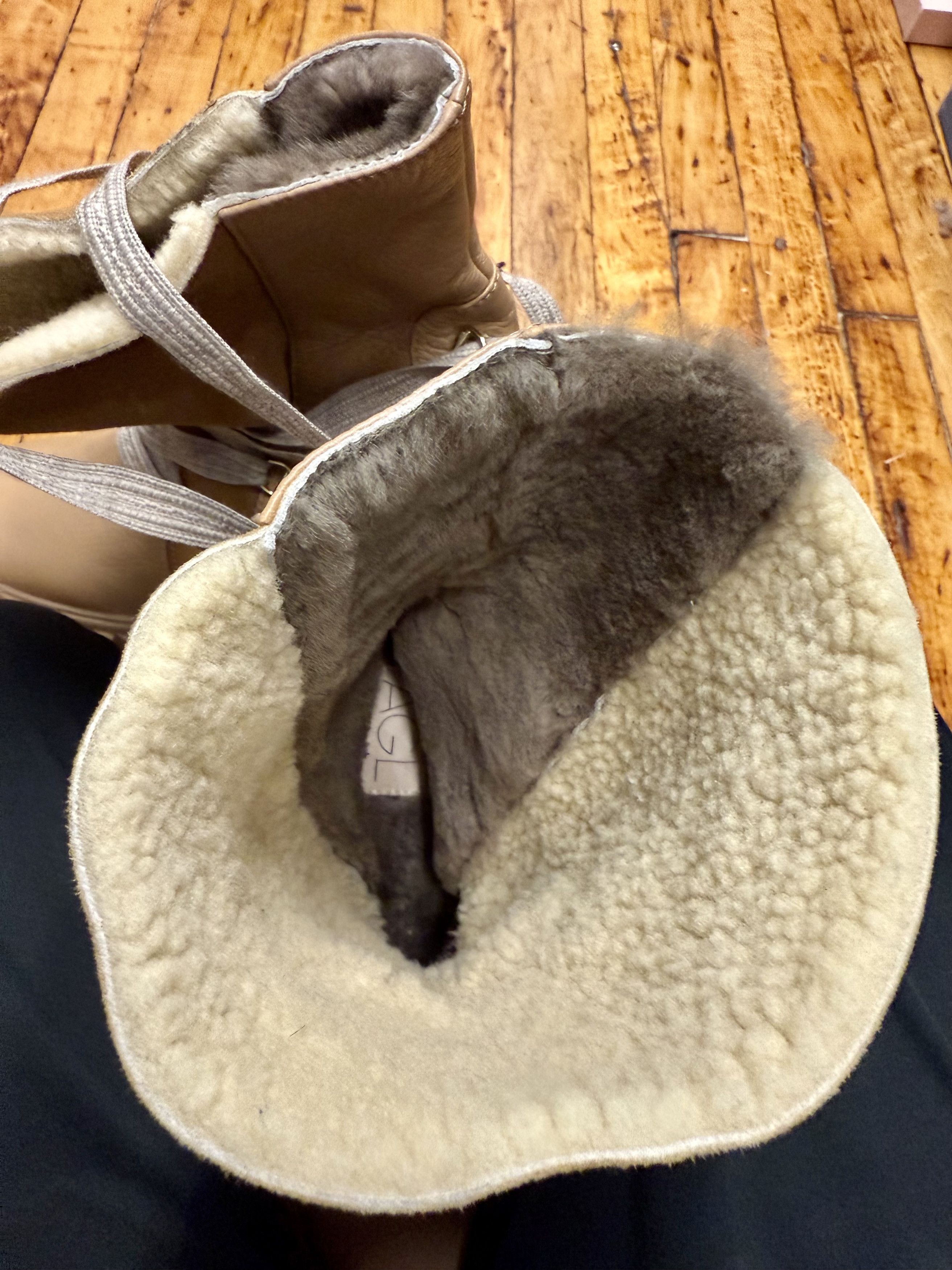 AGL AGL Women's Tan Suede Shearling Lined Laced-Up Boots, US 7.5 Size US 7.5 / IT 37.5 - 5 Thumbnail
