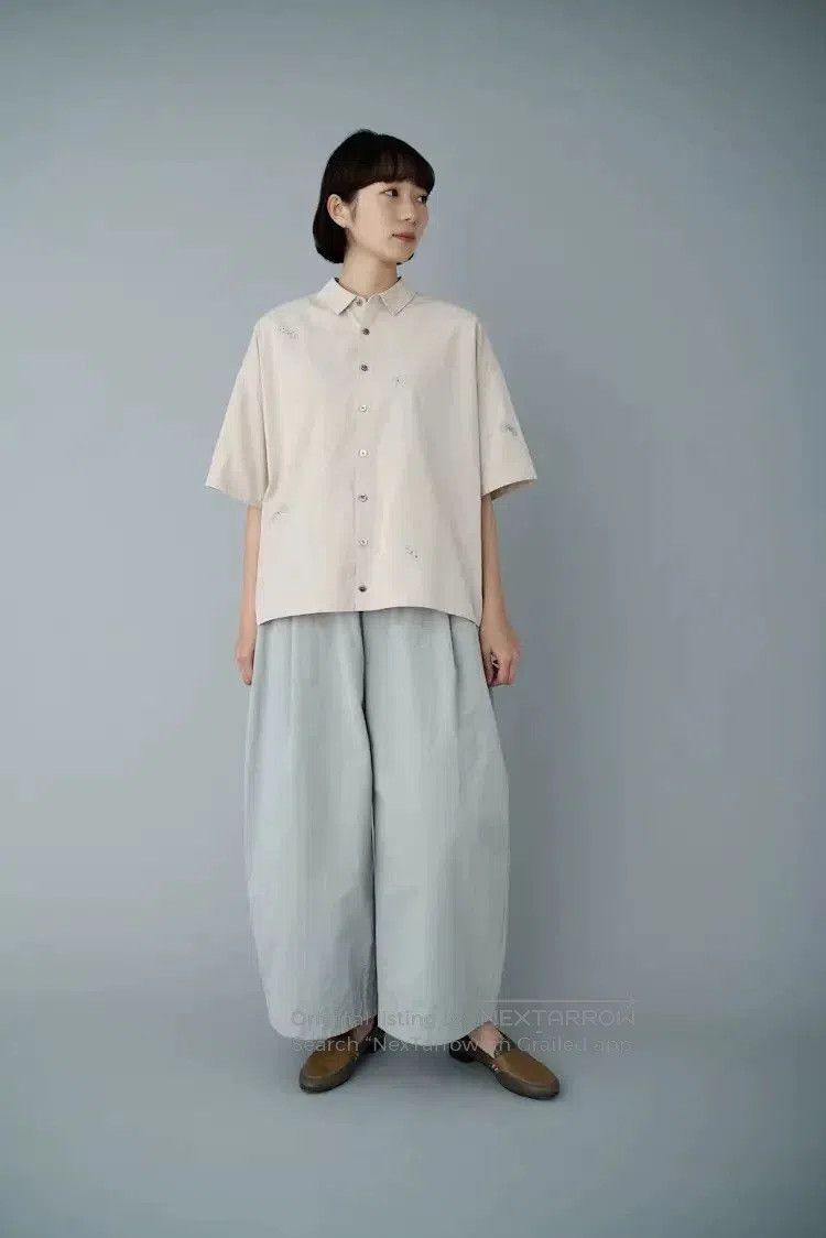 mina perhonen Mina Perhonen Gray Blue Wide Leg Pants. Size 37" - 1 Thumbnail