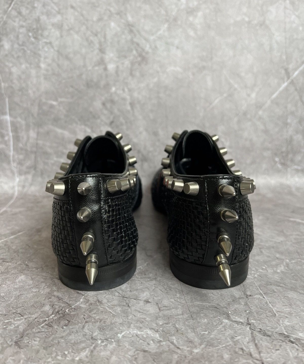 Gucci GUCCI Studded Spike Woven Oxford shoes Black Leather web Size US 9 / EU 42 - 3 Thumbnail