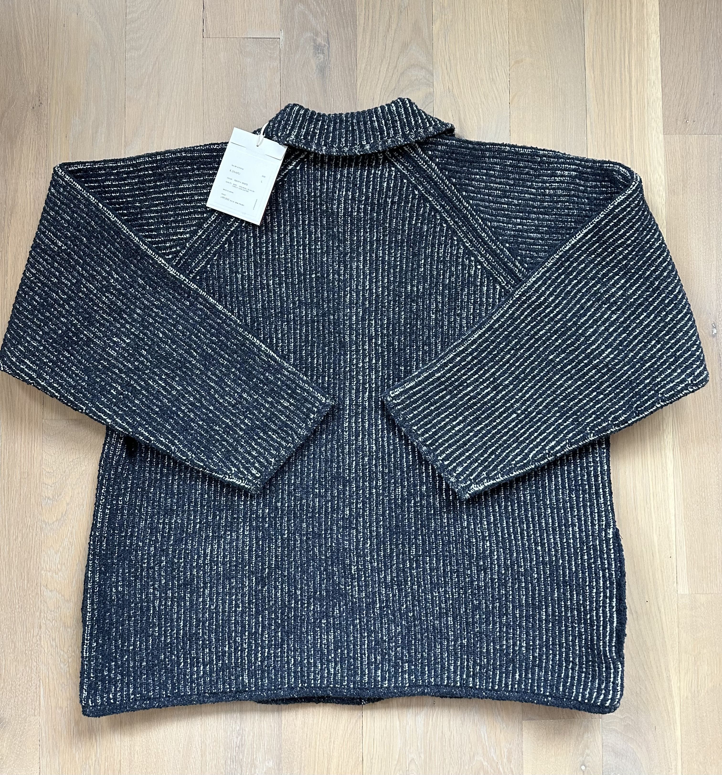 Niceness NICENESS K. Snafu Reversible Wool Knit Jacket Navy/White Size US L / EU 52-54 / 3 - 4 Thumbnail