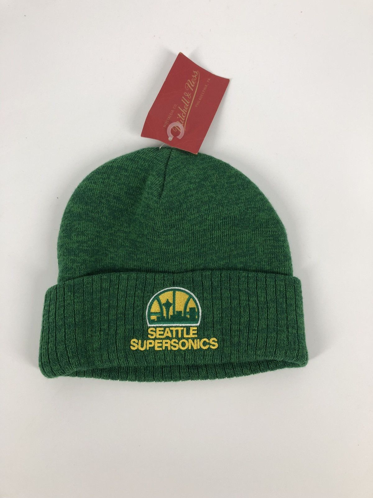 Mitchell & Ness × NBA Mitchell Ness NBA Basketball Seattle SuperSonic Green Beanie Size ONE SIZE - 1 Thumbnail