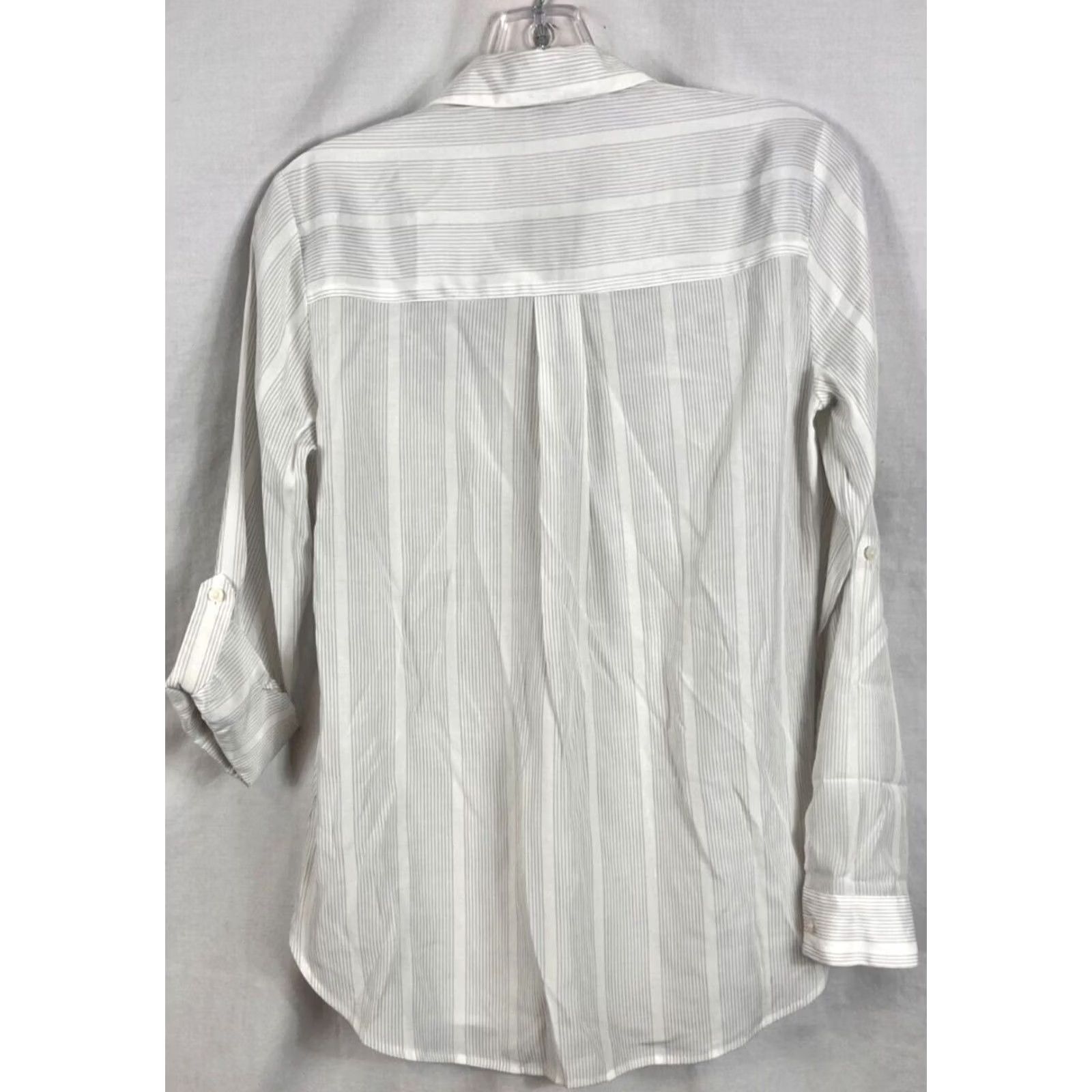 Express Express Womens Button Up Blouse shirt Striped Long sleeve Pockets Dragon stripe XS Size XS / US 0-2 / IT 36-38 - 7 Thumbnail