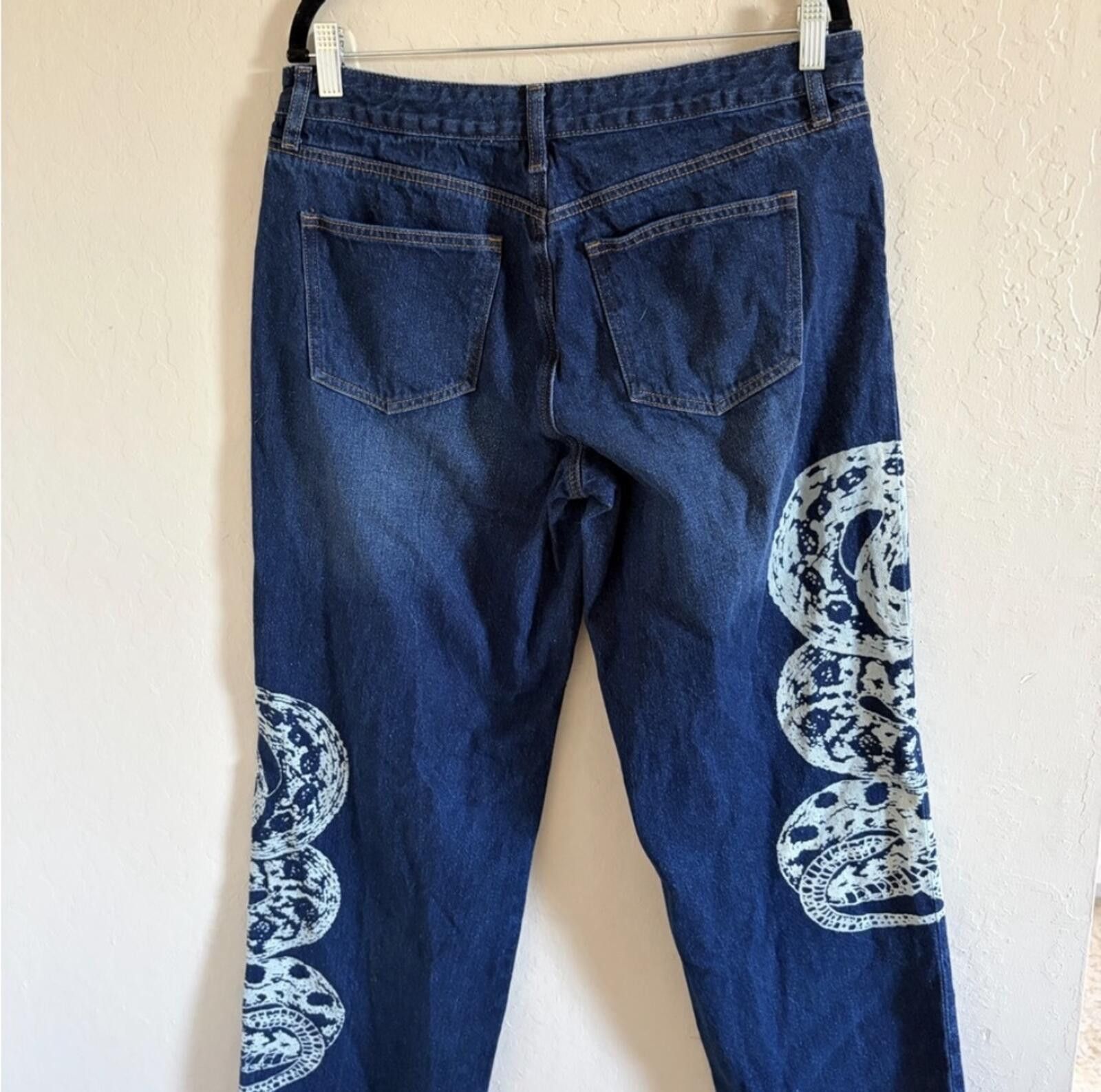Other Ashley Mason Dark Blue Snake Pattern Women's Jeans Size 30" / US 8 / IT 44 - 4 Thumbnail