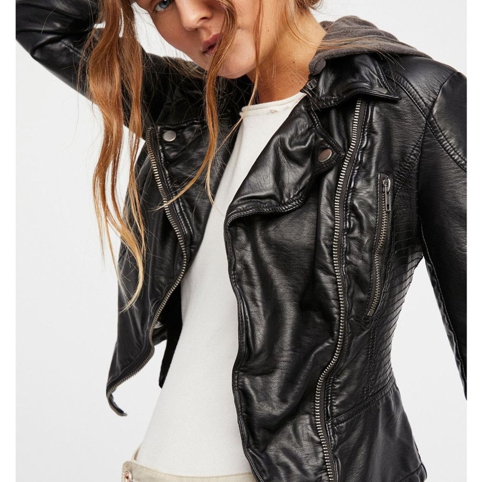 Free People Free People Vegan Leather Asymmetrical Moto Jacket Women's 0 Size XS / US 0-2 / IT 36-38 - 2 Thumbnail