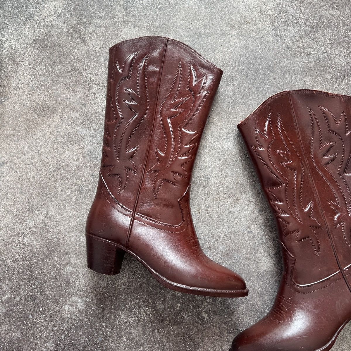Hysteric Glamour Vintage Y2K Boho Brown Leather Cowboy Western Boots Size US 8 / IT 38 - 4 Thumbnail