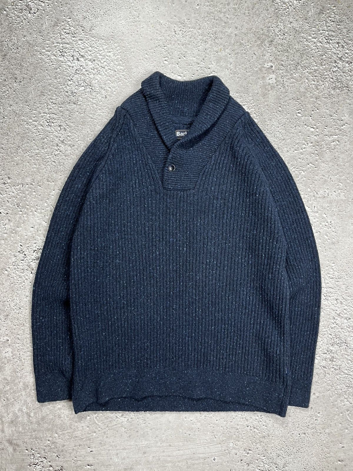 Barbour Barbour Wool Blend Ribbed Shawl Collar Sweater XL Navy Size US XL / EU 56 / 4 - 1 Thumbnail