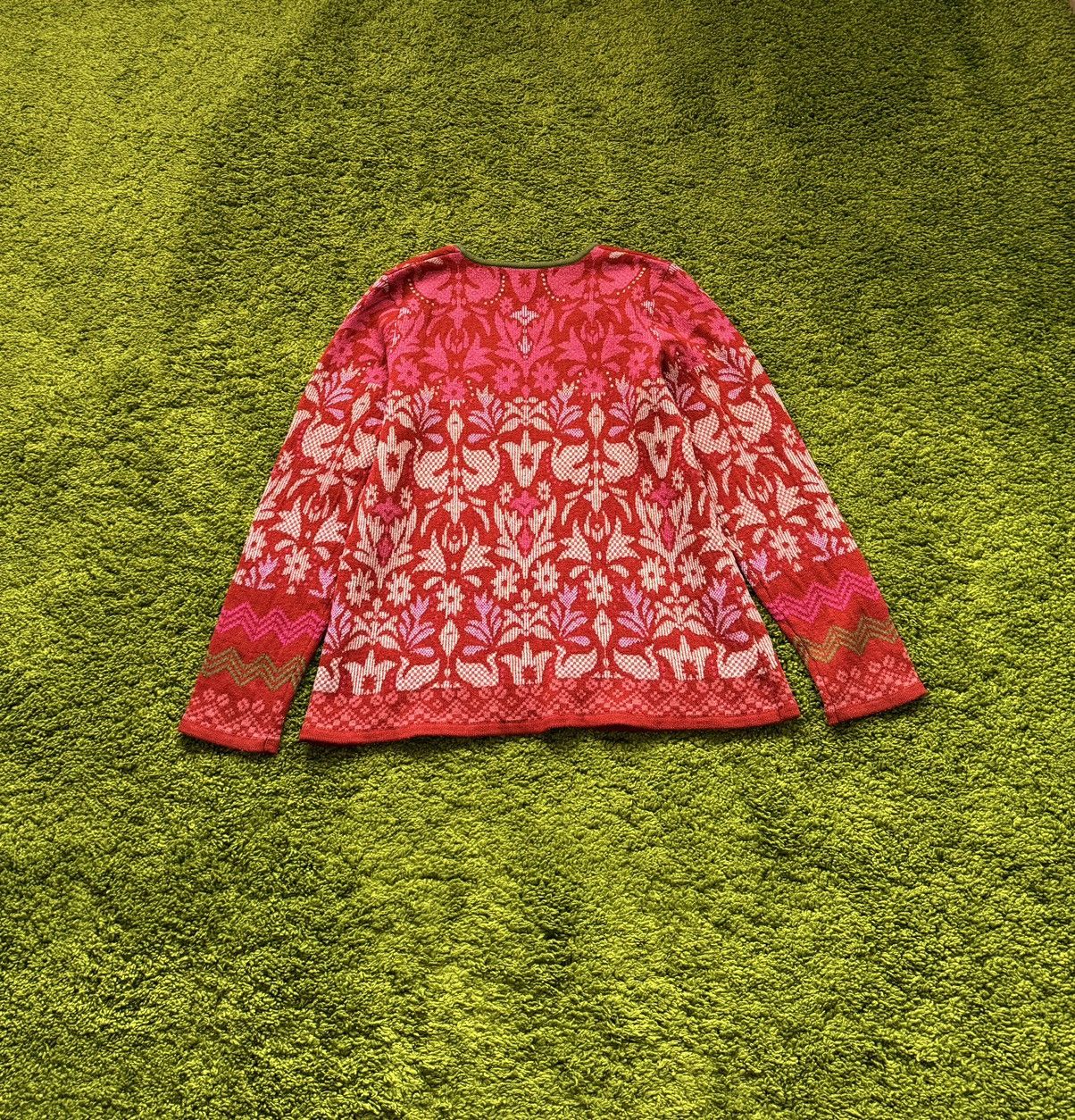 Designer Gudrun Sjoden avant garde floral pattern cardigan sweater Size S / US 4 / IT 40 - 2 Thumbnail