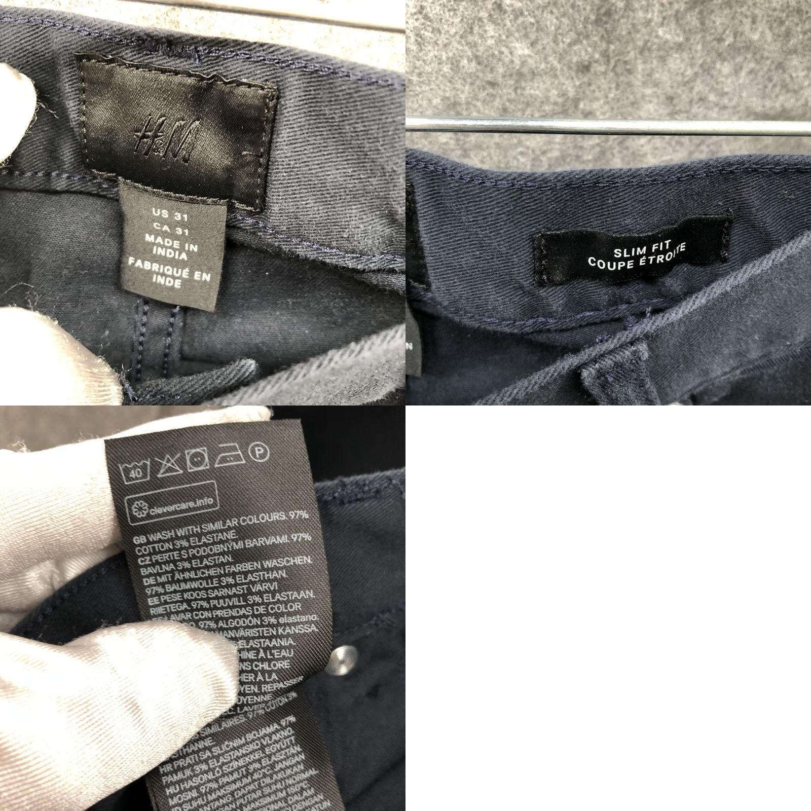 H&M H&M Slim Fit Chino Pants Mens 31x31 Navy Blue Dark Wash Stretch Straight Pants Mens 31 Navy Blue Chino Stretch Casual Straight Slant/Slash Pocket Size US 31 - 8 Thumbnail