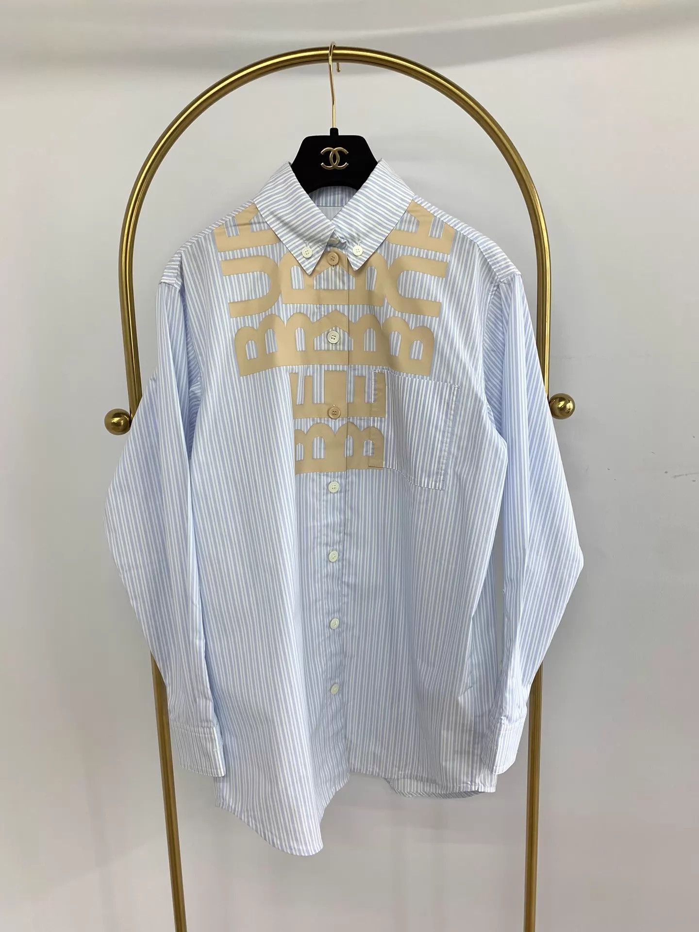 Burberry Burberry Blue Letter Stripe Print Shirt Size XS / US 0-2 / IT 36-38 - 1 Thumbnail