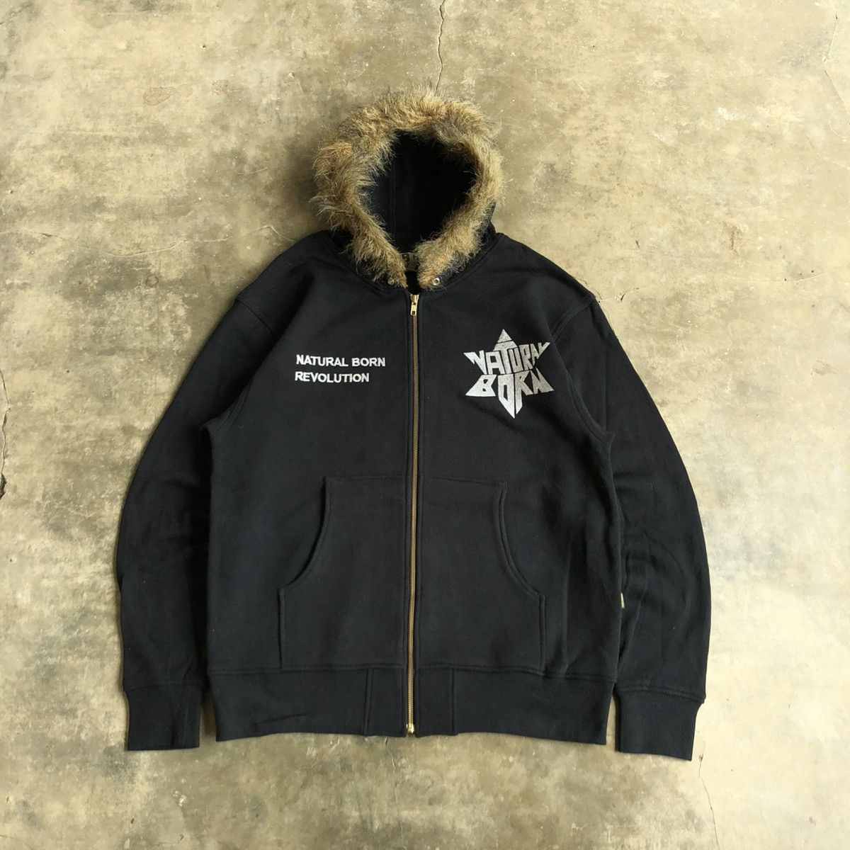 Japanese Brand 2000s Natural Born Stars Logo Fur Ziphoodie Black Lgb Size US XL / EU 56 / 4 - 1 Thumbnail