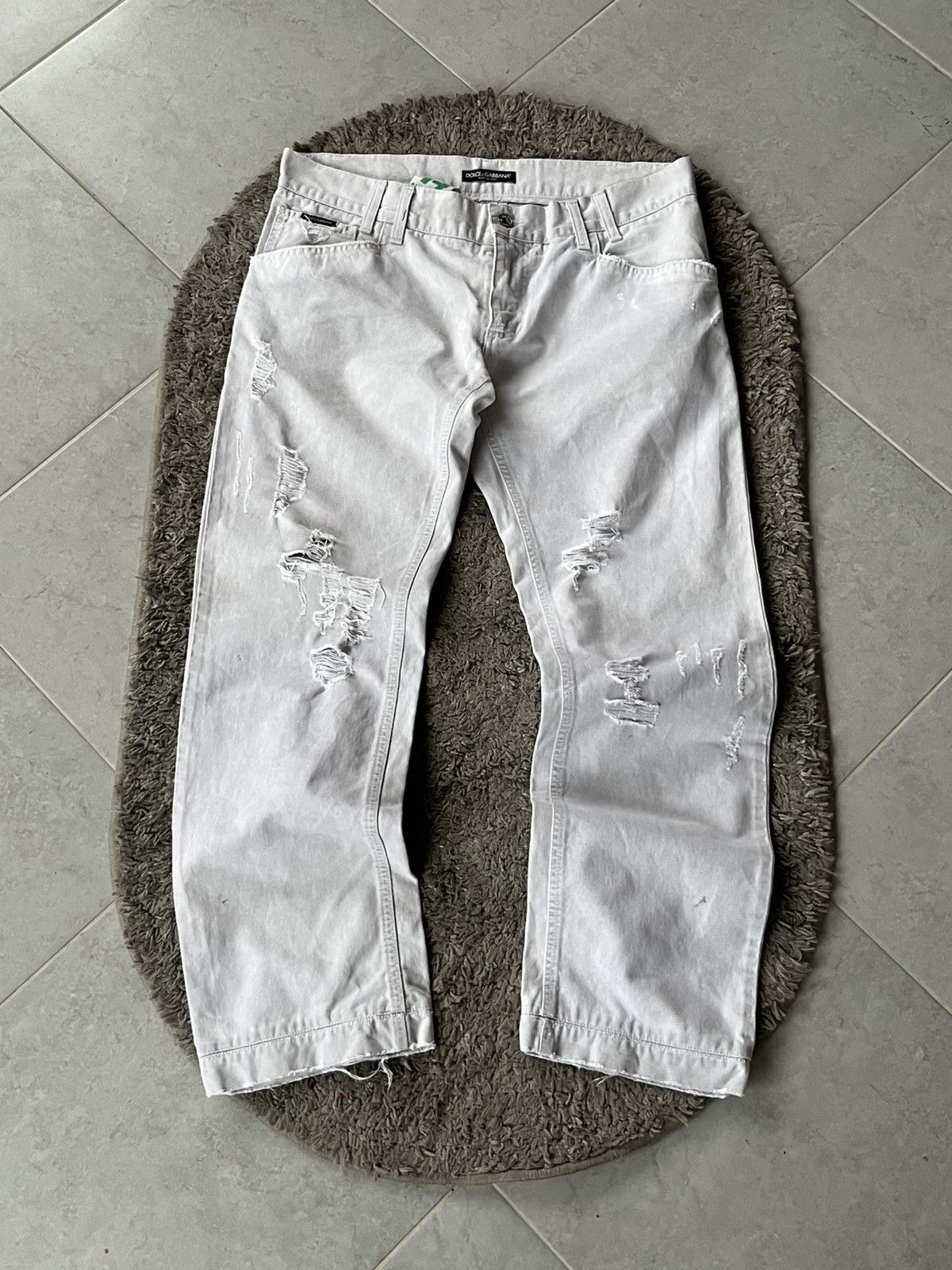 Dolce & Gabbana Vintage Pants Dolce&Gabbana White Avant Gard Luxury Size US 35 - 1 Thumbnail