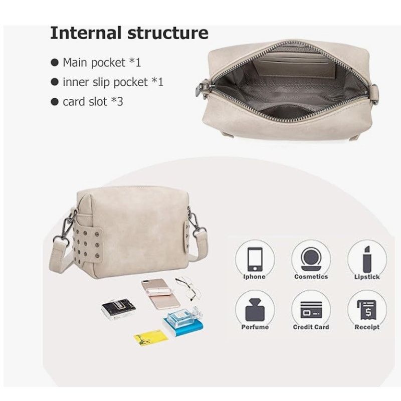 The Unbranded Brand Vintage Crossbody Bag Shoulder Purse Rivets, 7.1"x3.1"x5.5" Size ONE SIZE - 4 Thumbnail