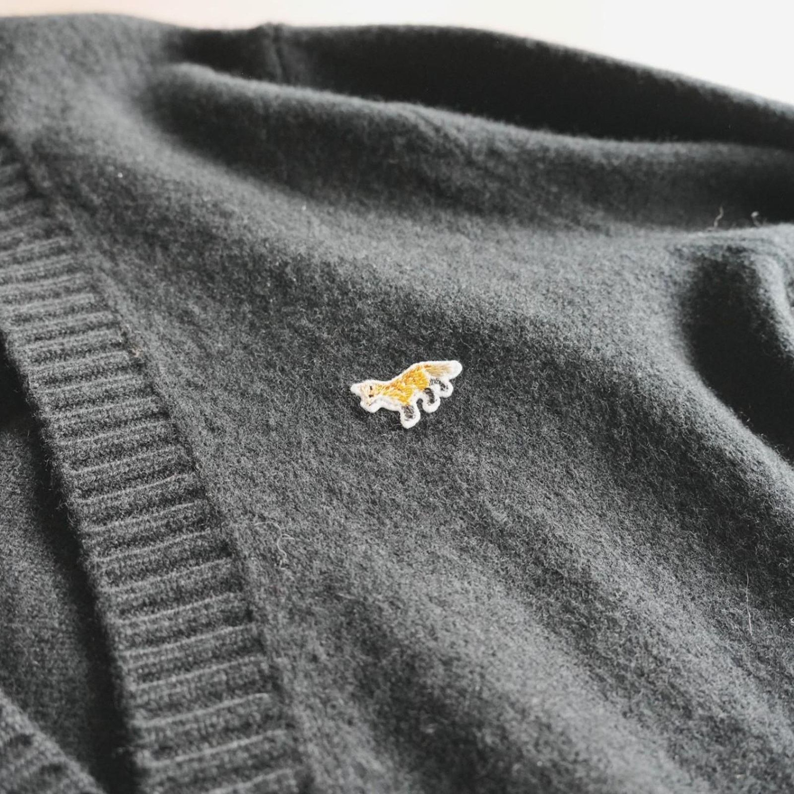 Maison Kitsune Maison Kitsune Black Lambswool Cardigan Size US L / EU 52-54 / 3 - 3 Thumbnail