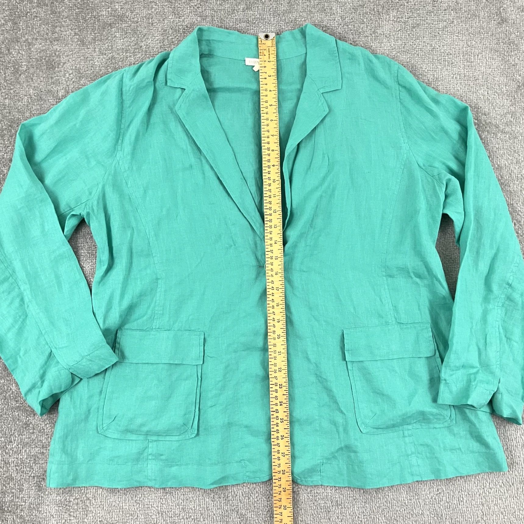 Eileen Fisher Eileen Fisher Blazer Shirt Womens XL Green 100% Linen 1-Button Notched Preppy Size XL / US 12-14 / IT 48-50 - 4 Thumbnail