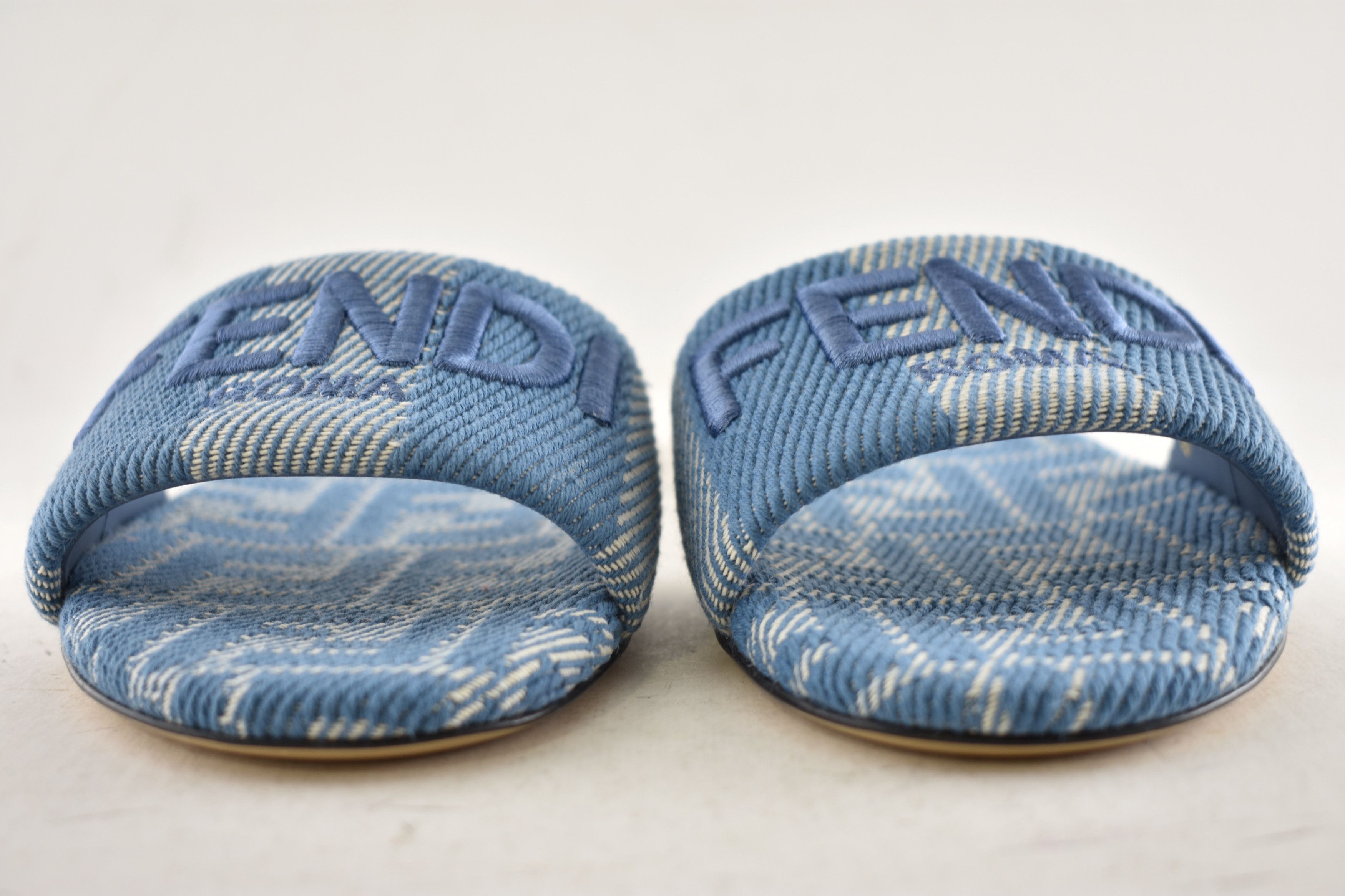 Fendi Fendi Sunshine Denim FF Logo Mule Slide Flat Sandal 37 Size US 7 / IT 37 - 10 Thumbnail