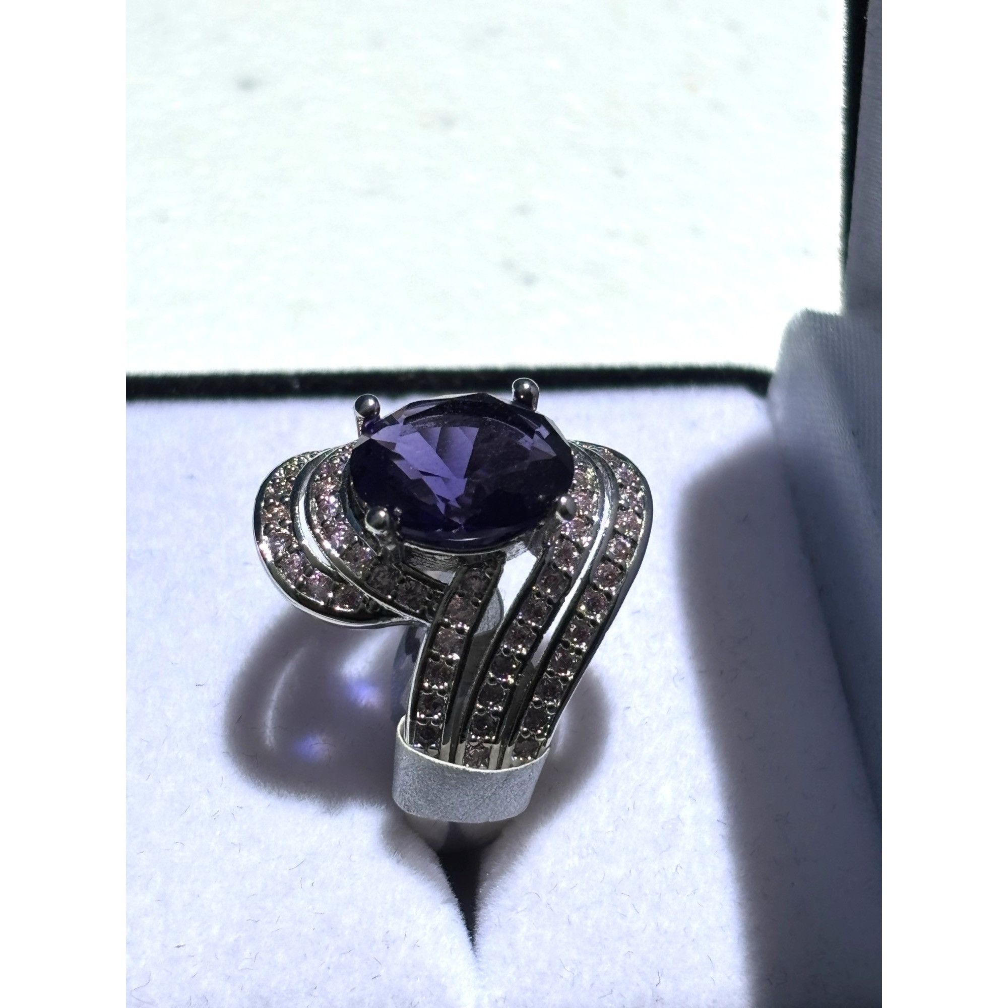 Other Silver-Tone Faux Amethyst & Crystal Accent Swirl Cocktail Ri Size ONE SIZE - 2 Thumbnail
