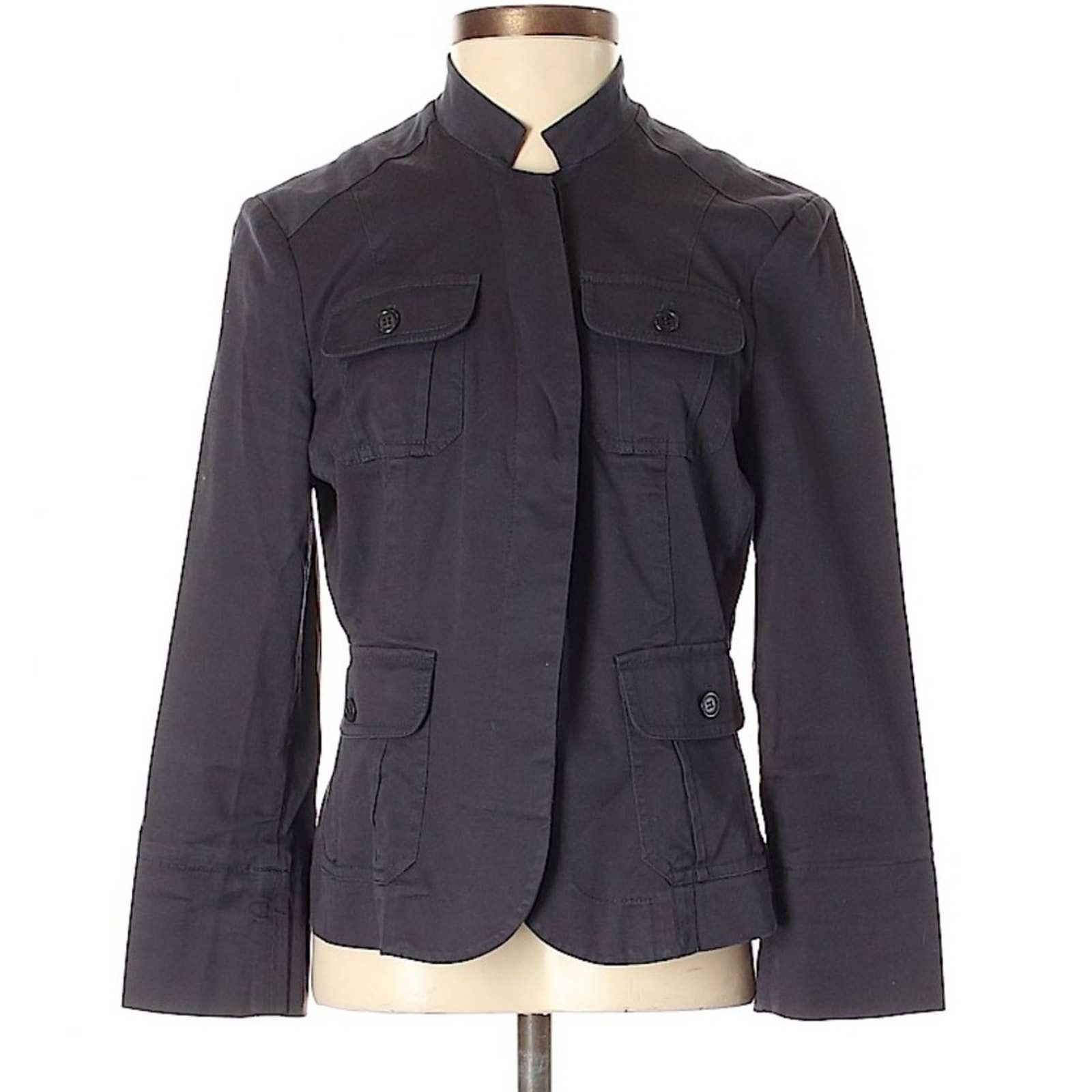 BCBGMAXAZRIA Classic Versatile Navy Blue Cotton Jacket