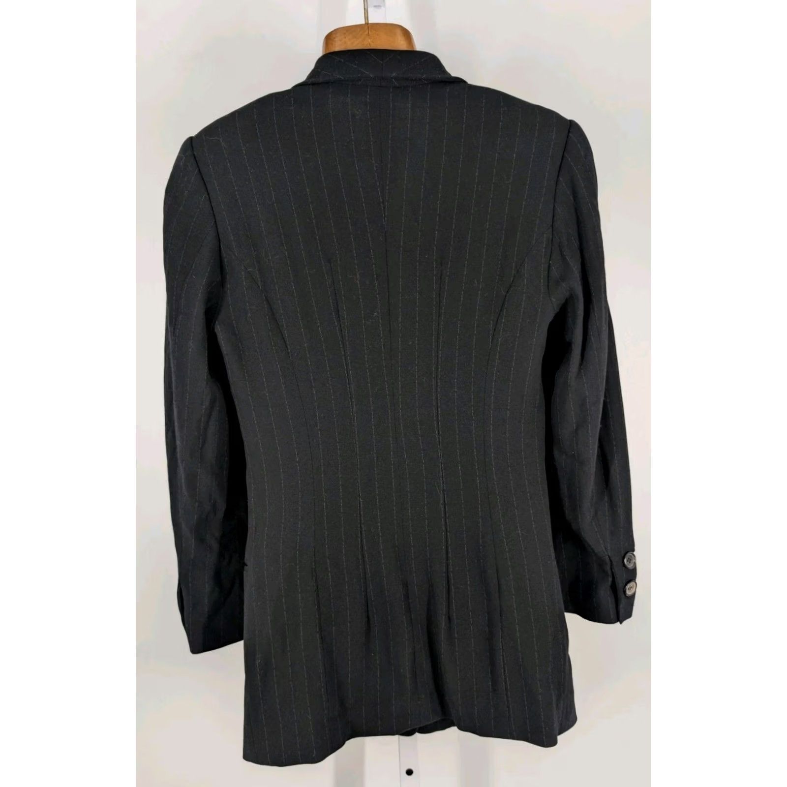 Jil Sander VINTAGE Jil Sander Blazer Jacket Wool Crepe Black Striped Long 36 Womens 90s German Party/Cocktail Business Casual Formal Travel Size XS / US 0-2 / IT 36-38 - 6 Thumbnail