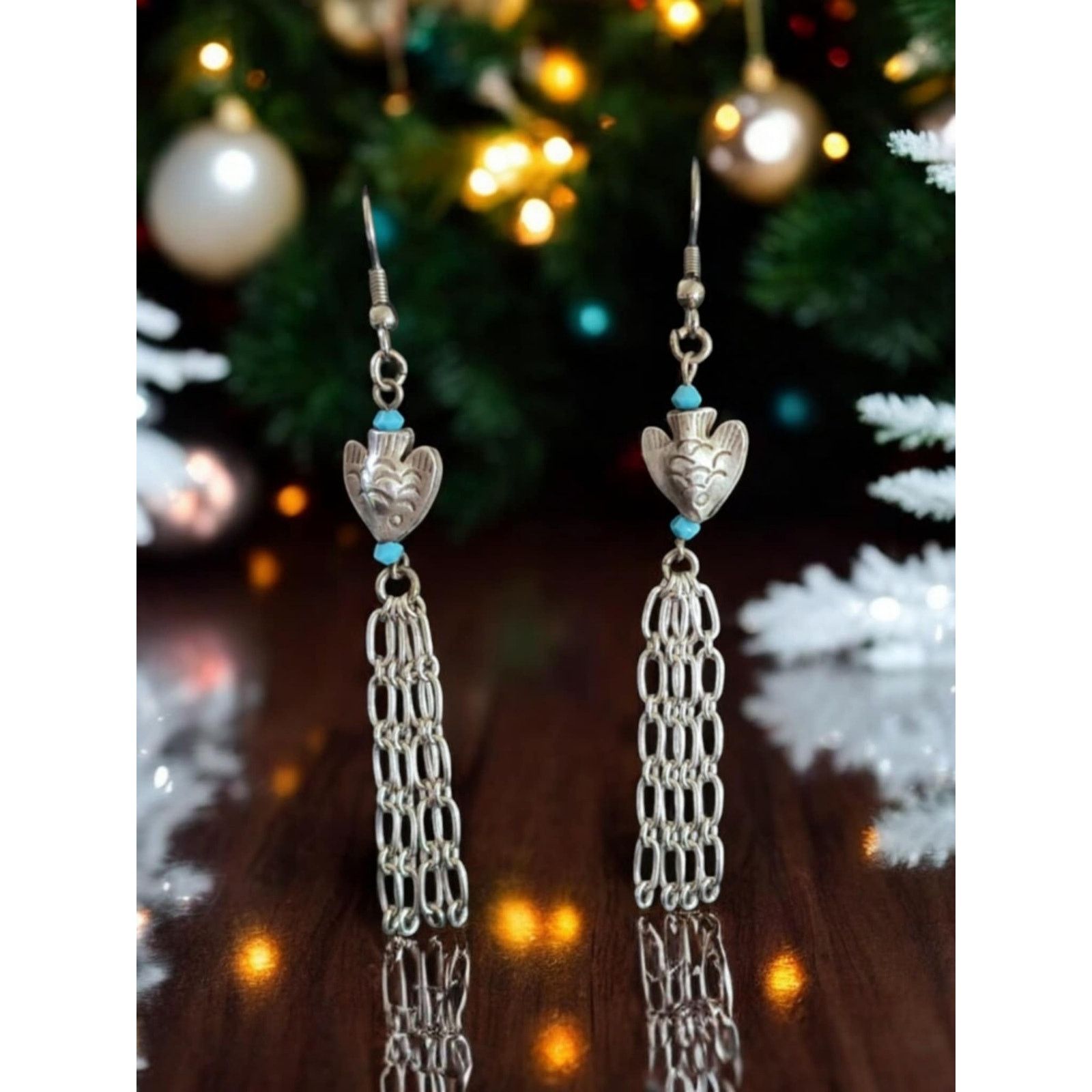 Other Handcrafted tuquoise, sterling silver beads pierced earrings Size ONE SIZE - 1 Thumbnail