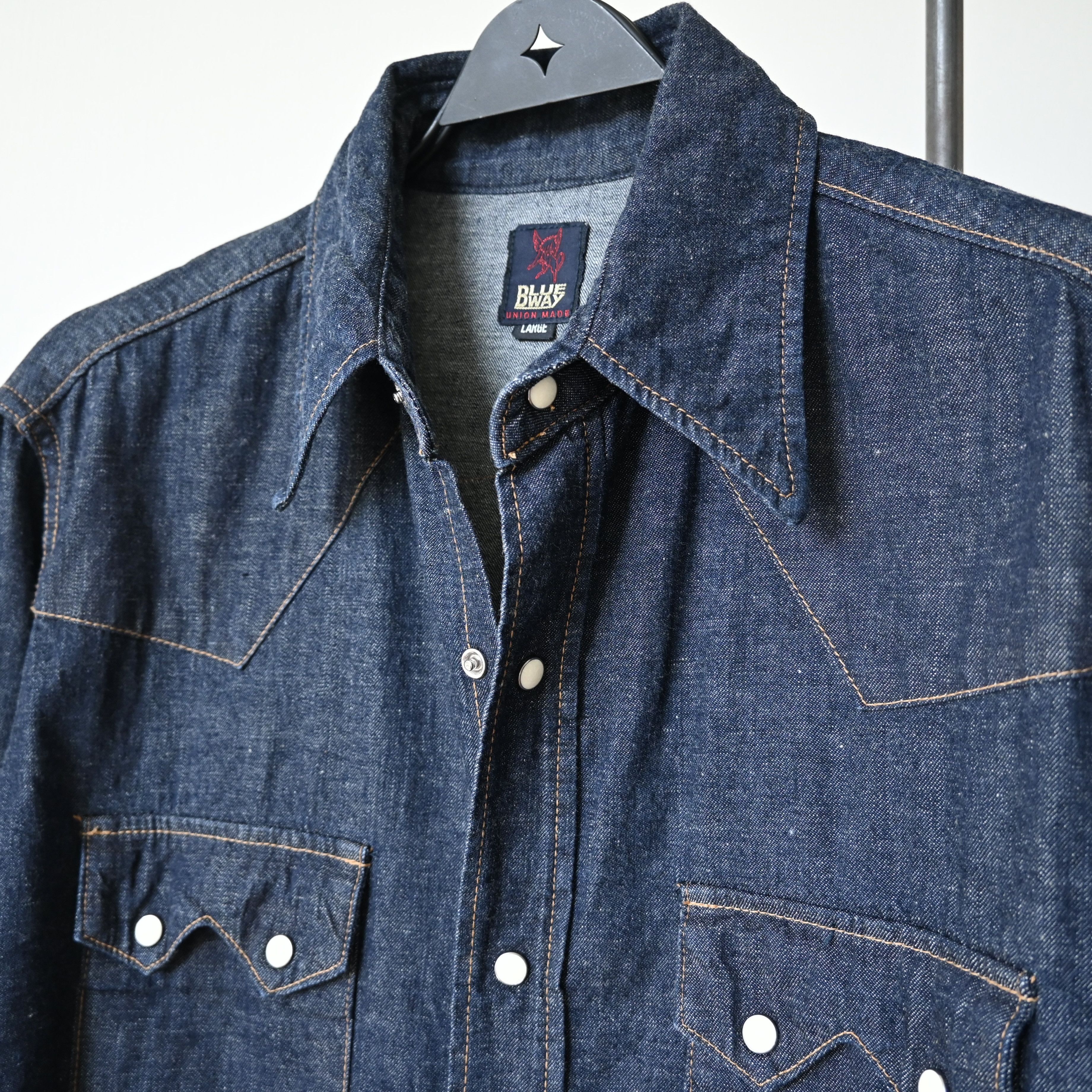 Japanese Brand VTG 1990s BLUE WAY indigo denim western shirt, made in Japan Size US L / EU 52-54 / 3 - 7 Thumbnail