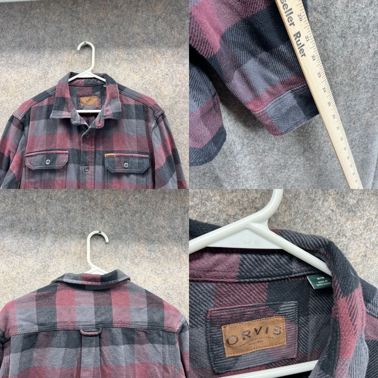 Orvis Orvis Shirt Men Medium Purple Button-Down Cotton Flannel Shacket Plaid Winter Size US M / EU 48-50 / 2 - 8 Thumbnail