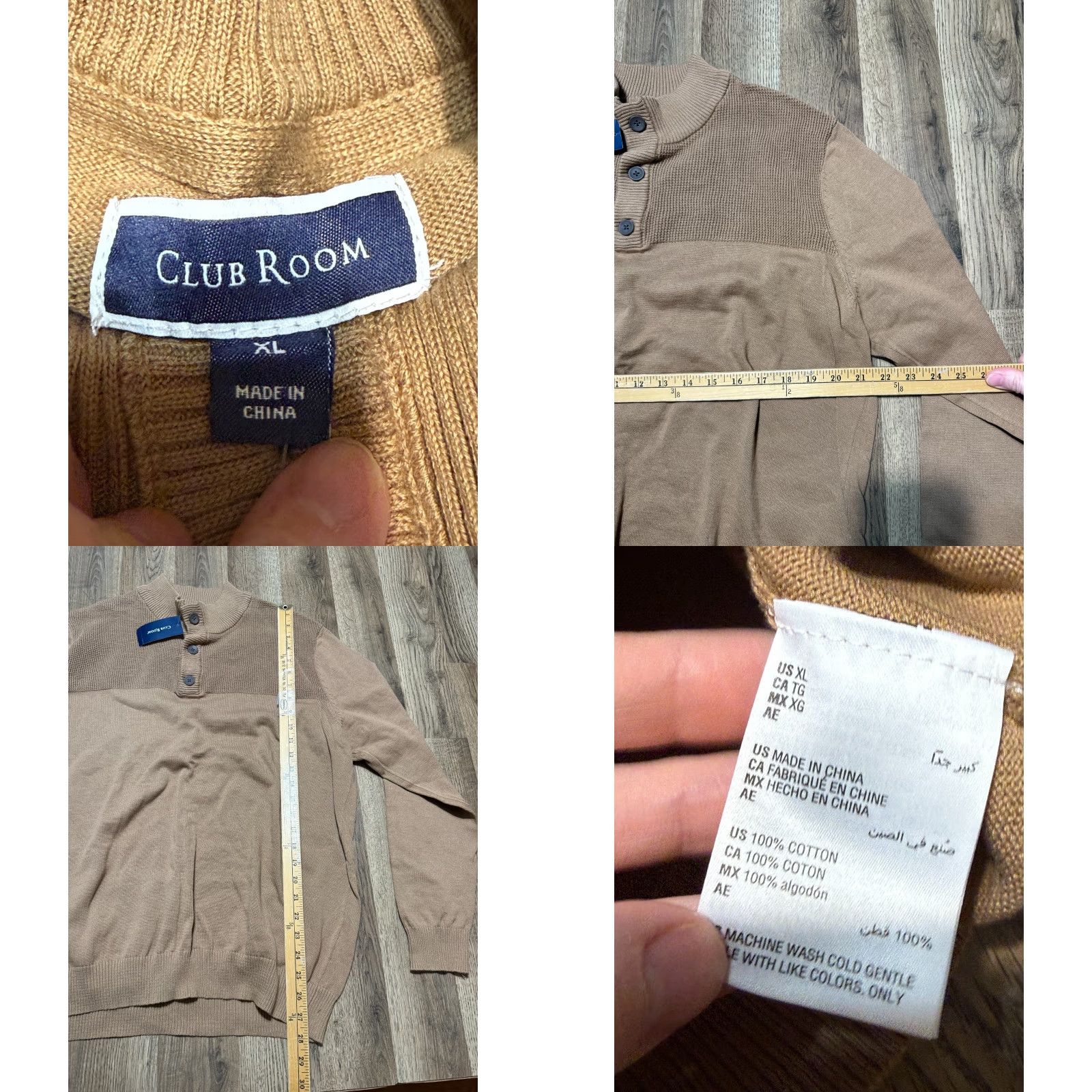 Club Room VINTAGE would not apply here; based on rules, keep as: Club Room Sweater Men's XL Mocha Brown V-Neck Pullover 3/4 Button NWT Size US XL / EU 56 / 4 - 8 Thumbnail
