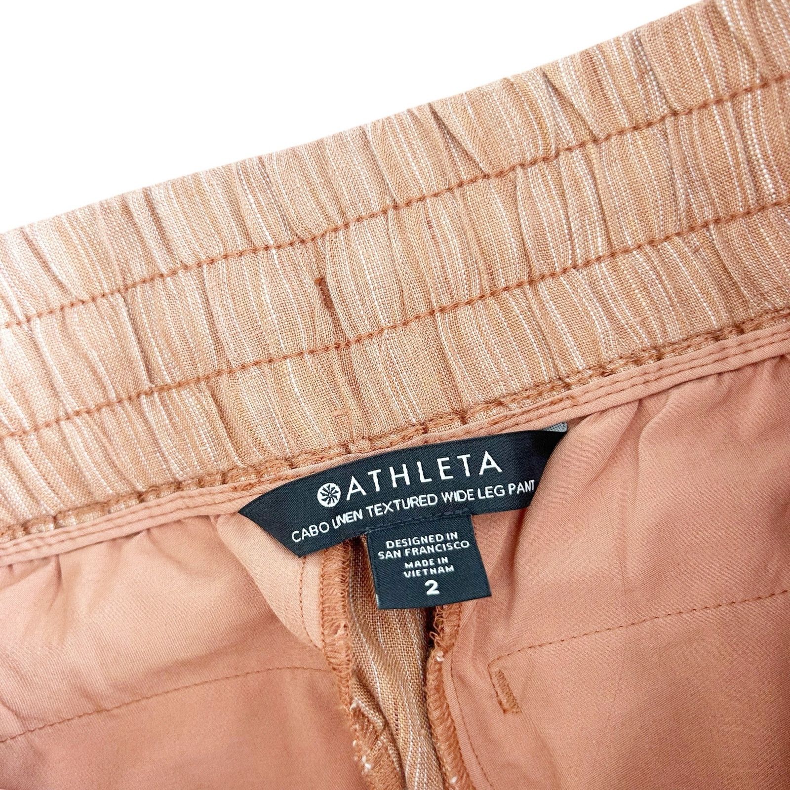 Athleta Athleta Cabo Linen Textured Wide Leg Pants Sz 2 Size 26" / US 2 / IT 38 - 2 Thumbnail