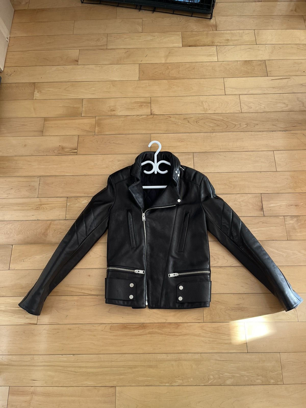 Balenciaga ,Logo Sleeve Leather Jacket in Black BNWT 46 (Oversized