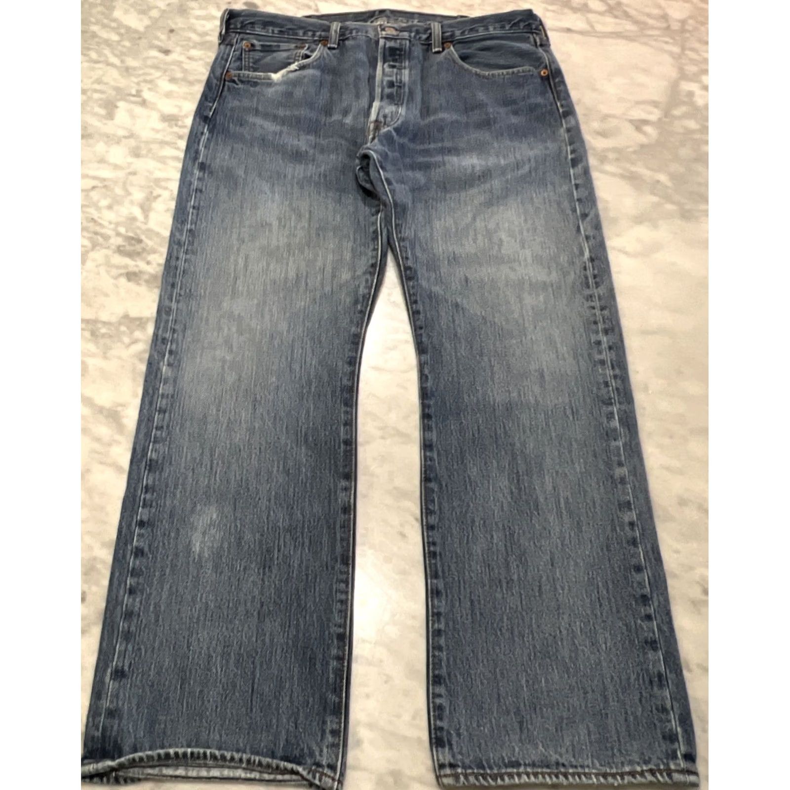 Levi's Levi’s 501 Jeans Men’s 38x30 Button Fly Blue Thrashed 90s USA Size US 38 / EU 54 - 3 Thumbnail