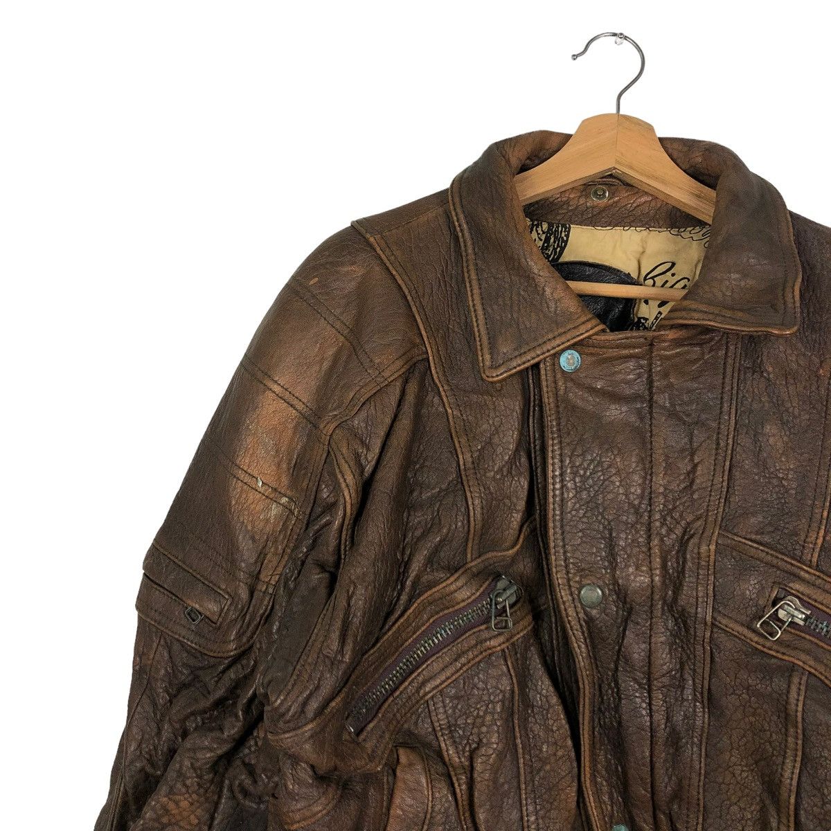Aero Leathers 🔥VINTAGE BIKER LEATHER JACKET ROADMASTER RARE LINING DESIGN Size US L / EU 52-54 / 3 - 3 Thumbnail
