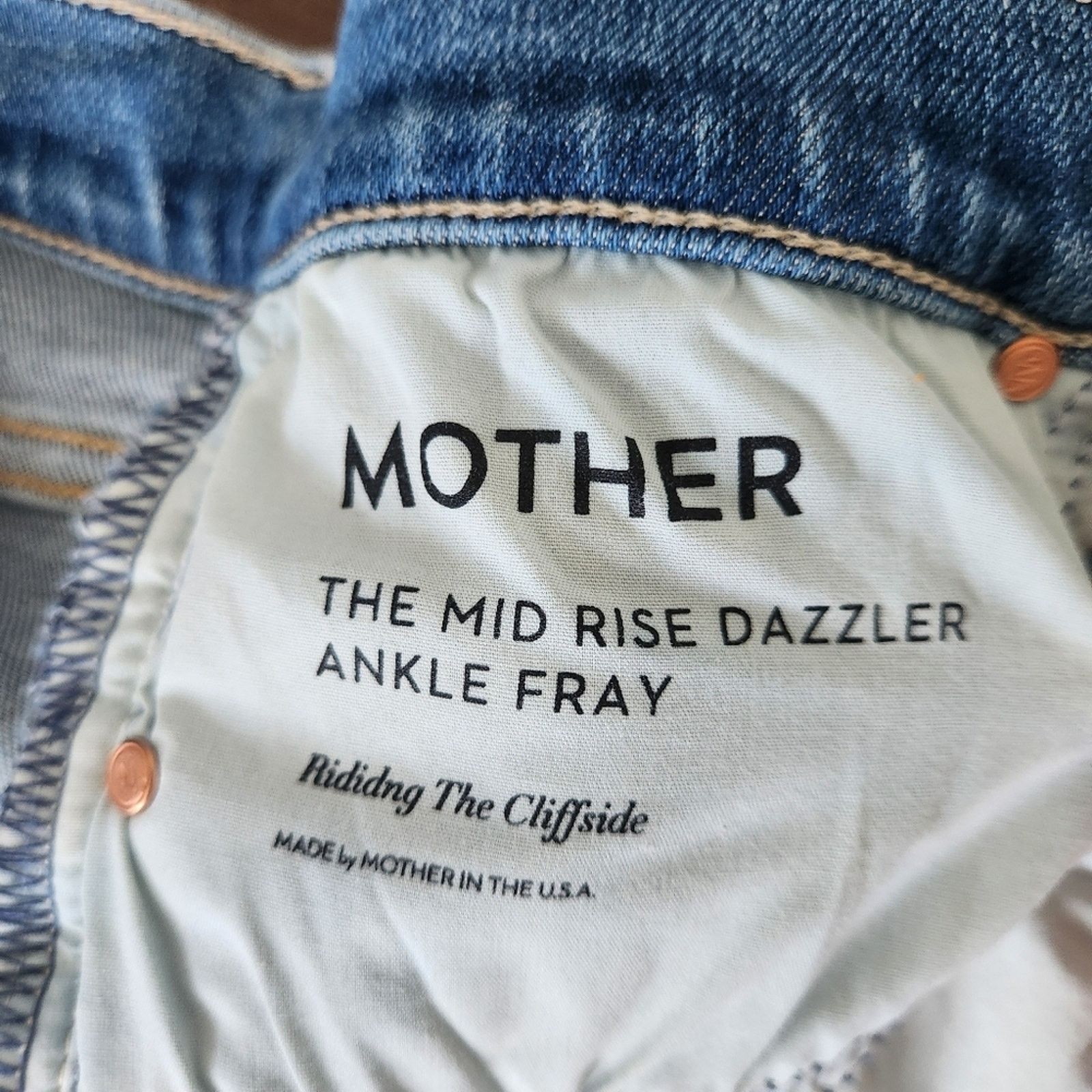 MOTHER MOTHER The Mid Rise Dazzler Ankle Fray Jeans Blue 29 Size 29" - 5 Thumbnail
