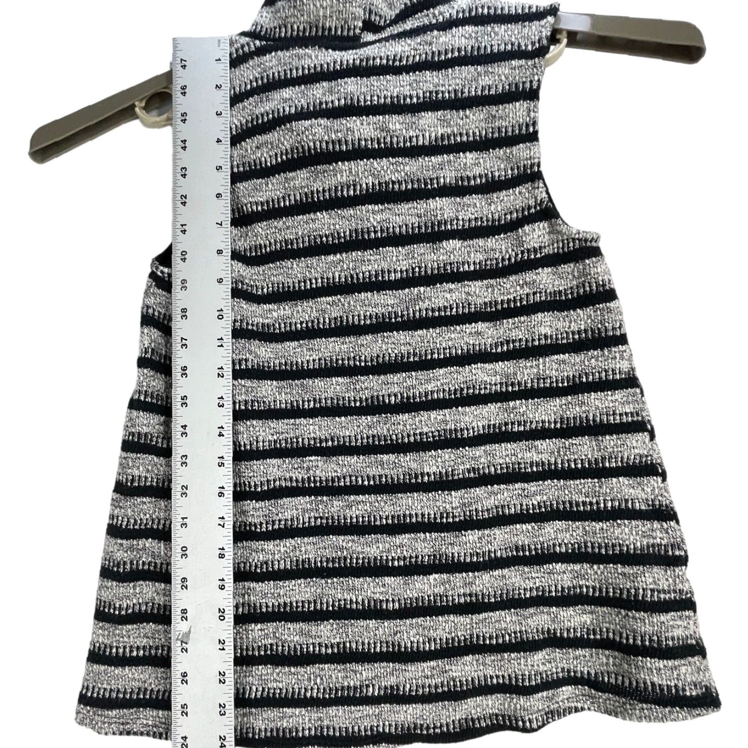 Vintage DOLAN Top M Gray Black Striped Sleeveless Turtleneck Office Modest Cotton Blend Pullover Womens Shirt Shirt? Size M / US 6-8 / IT 42-44 - 4 Thumbnail