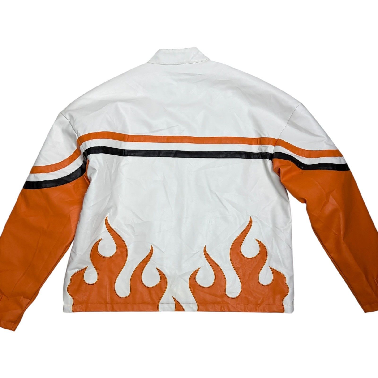 PrettyLittleThing PRETTYLITTLETHING Flame Faux Vegan Leather Bomber Jacket 6 Size M / US 6-8 / IT 42-44 - 3 Thumbnail