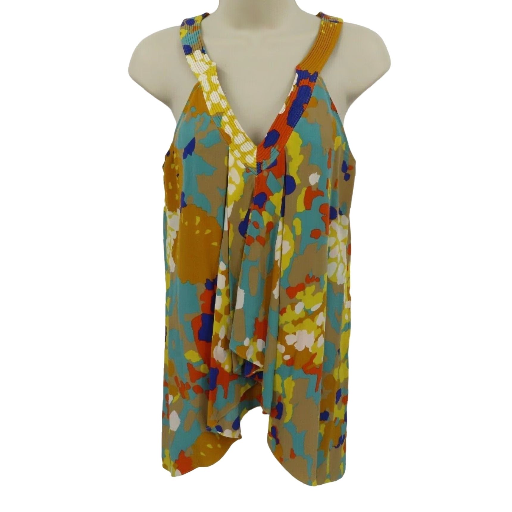 Diane von Furstenberg Diane von Furstenberg Tank Top Falyn Silk Yellow Beige Women 4 Sleeveless V-Neck Shirt Size S / US 4 / IT 40 - 8 Thumbnail