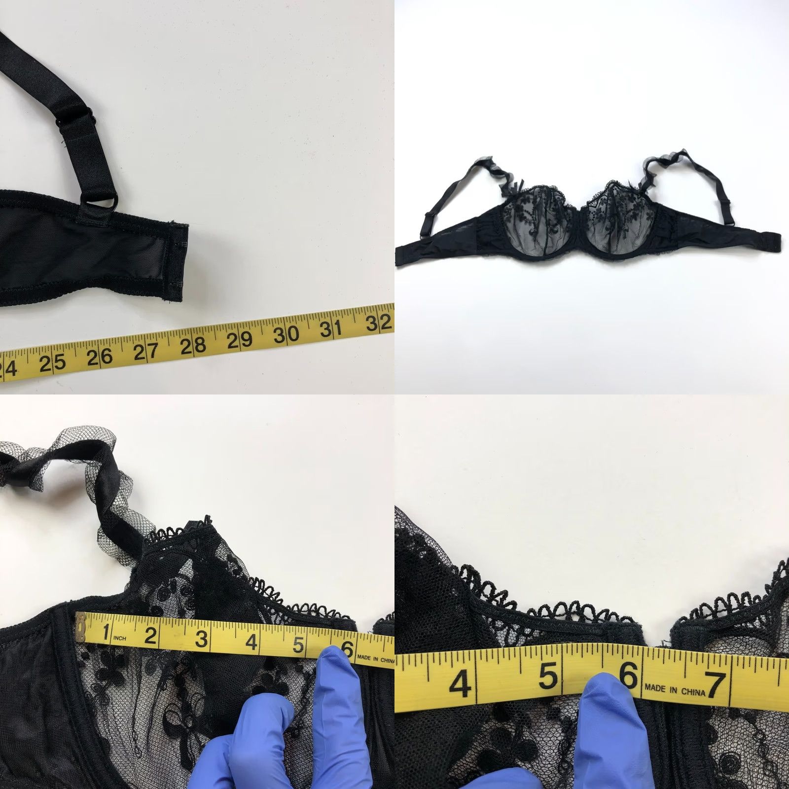 Vintage Chantelle Bra / 28 Band DD Cup Unlined Lace Black / Underwire / Regular / Women’s / 4.26 Rating Size ONE SIZE - 9 Thumbnail