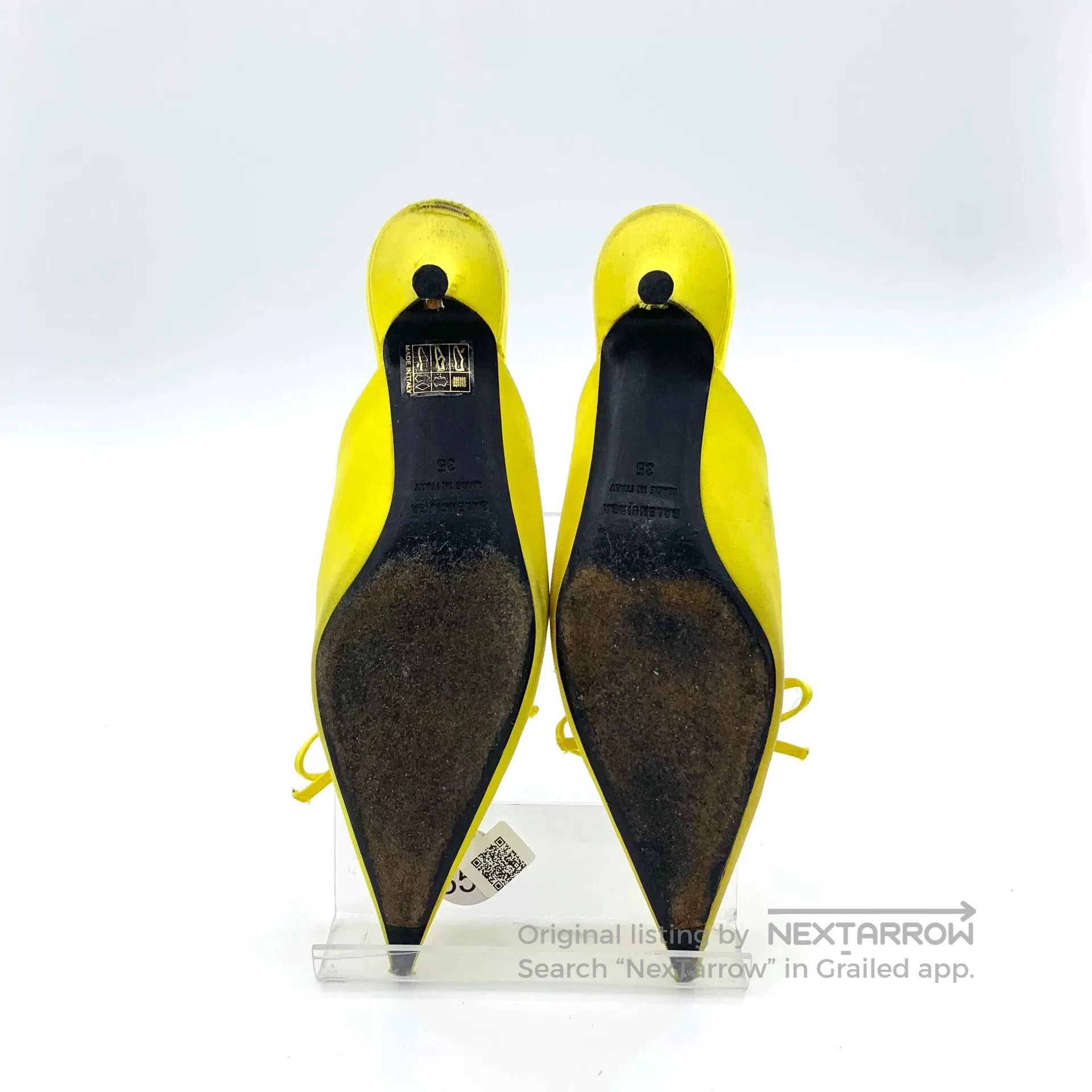 Balenciaga Balenciaga Yellow Satin Bow Low-Heel Mules. Size US 4 / IT 34 - 5 Thumbnail