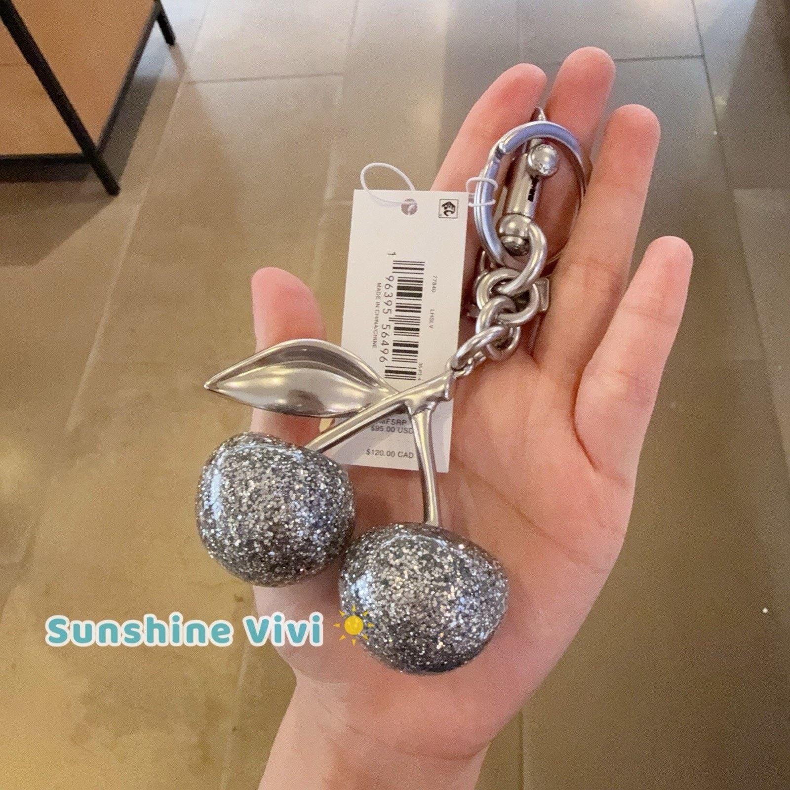 Coach NWT COACH Cherry SPARKLE Keychain Bag Charm 77840 Size ONE SIZE - 3 Thumbnail