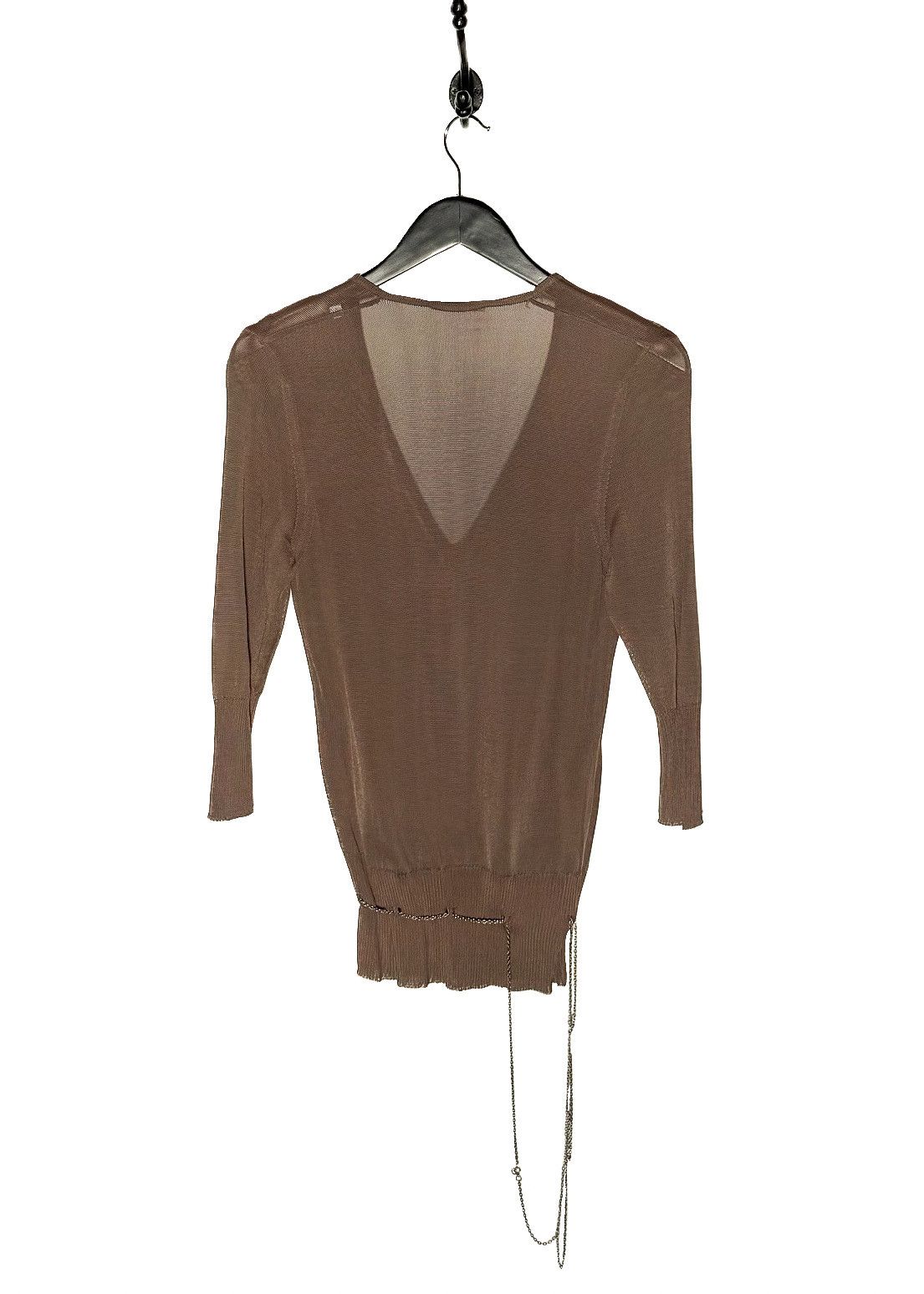 Chloe Chloé Vintage Brown Chain Accent V-neck 3/4 Sleeves Top Size S / US 4 / IT 40 - 3 Thumbnail
